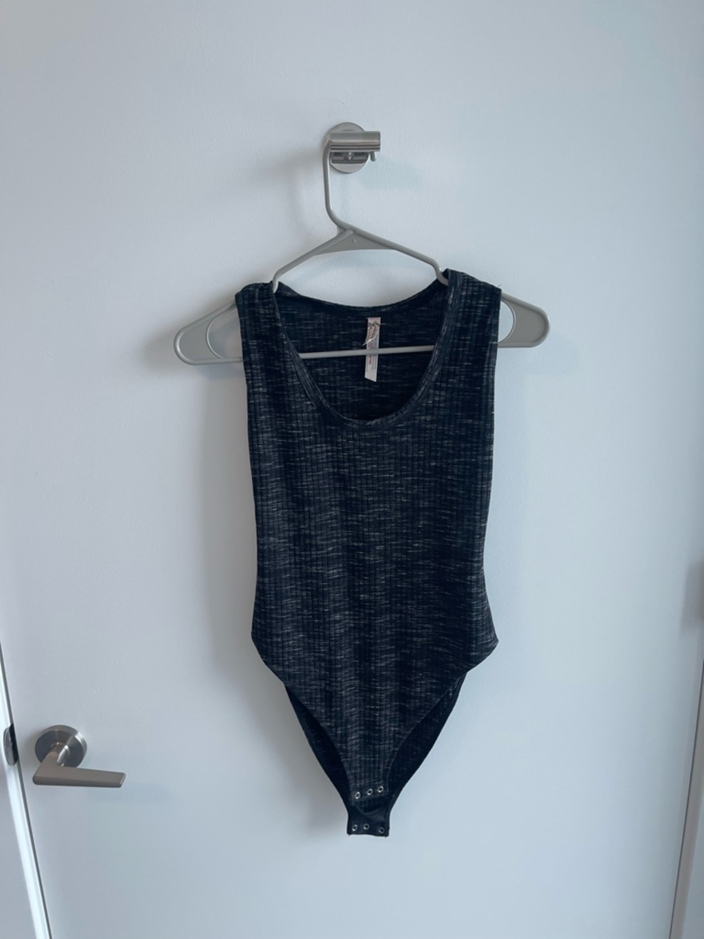 Free Peoppe Sleeveless Heathered Black Bodysuit